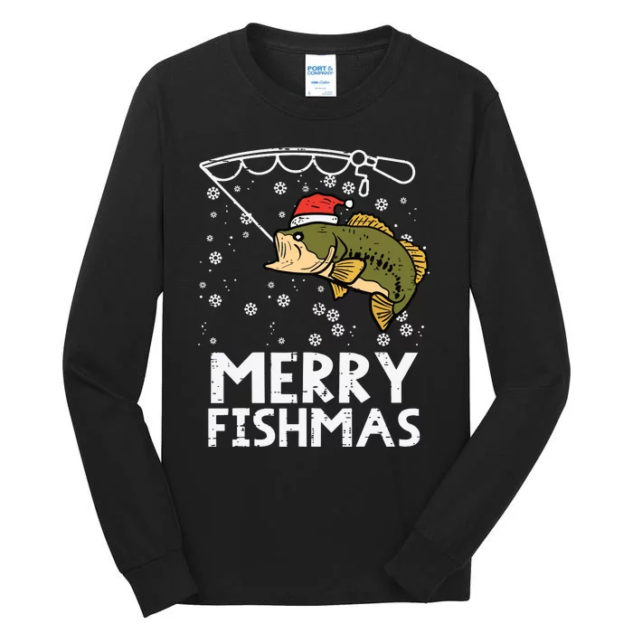 Merry Fishmas Fish Fishing Xmas Christmas Dad Tall Long Sleeve T-Shirt