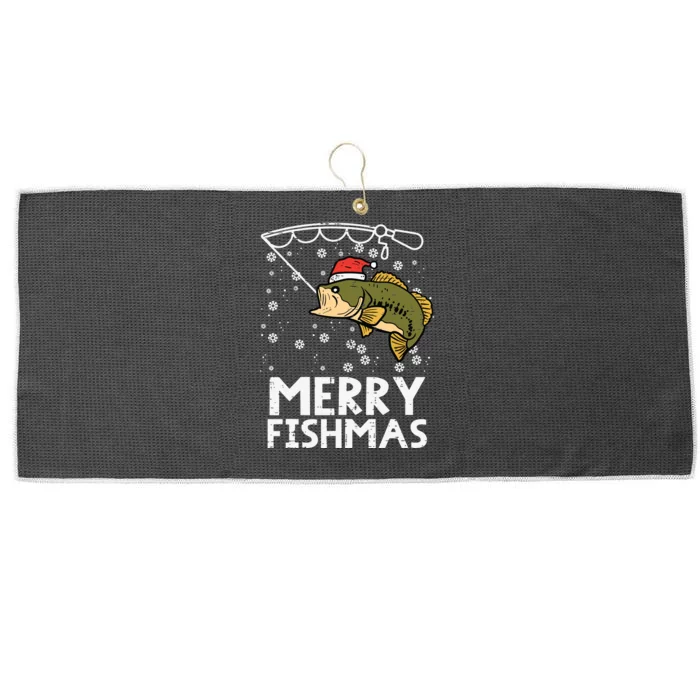 Merry Fishmas Fish Fishing Xmas Christmas Dad Large Microfiber Waffle Golf Towel