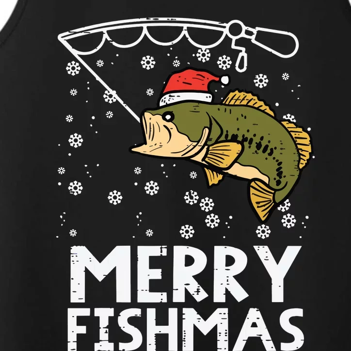 Merry Fishmas Fish Fishing Xmas Christmas Dad Performance Tank