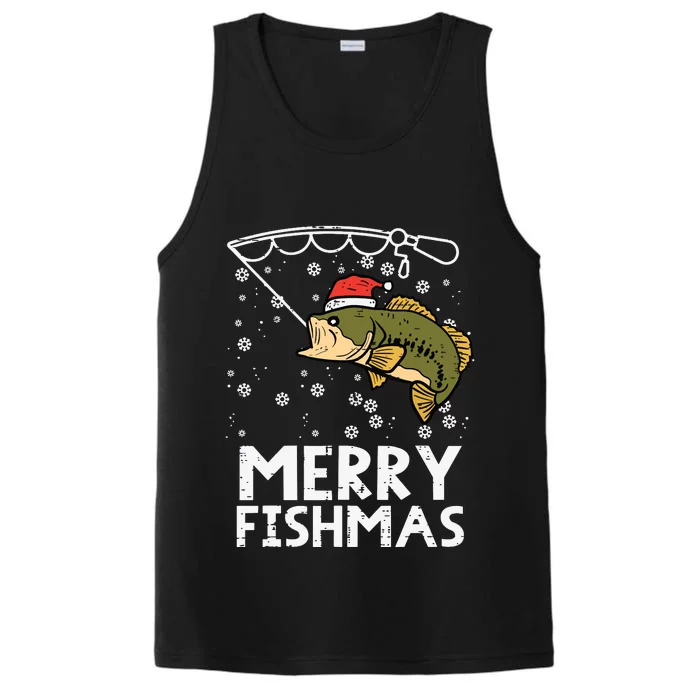 Merry Fishmas Fish Fishing Xmas Christmas Dad Performance Tank