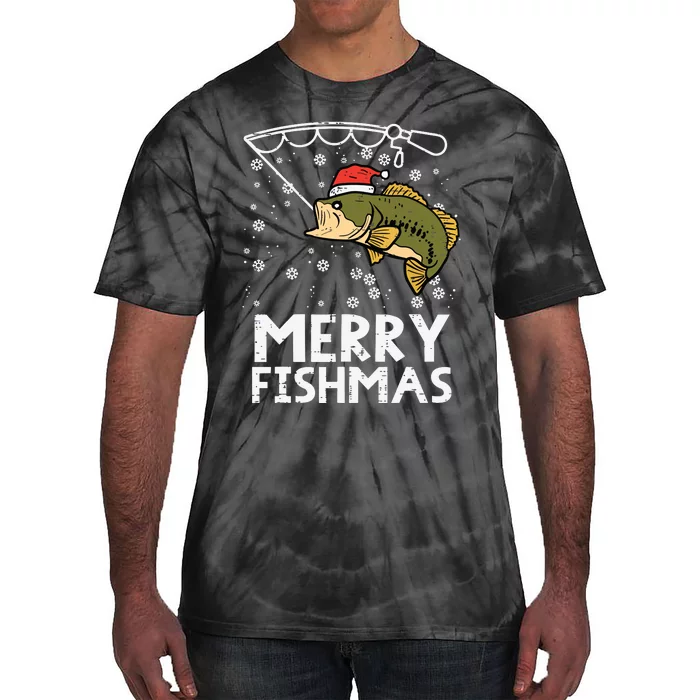 Merry Fishmas Fish Fishing Xmas Christmas Dad Tie-Dye T-Shirt