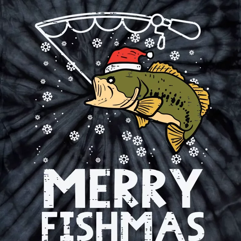 Merry Fishmas Fish Fishing Xmas Christmas Dad Tie-Dye T-Shirt