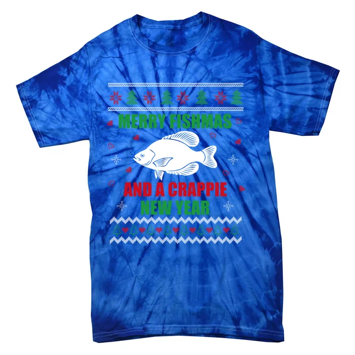 Merry Fishmas Fishing Funny Xmas Crappie For Fisher Gift Tie-Dye T-Shirt