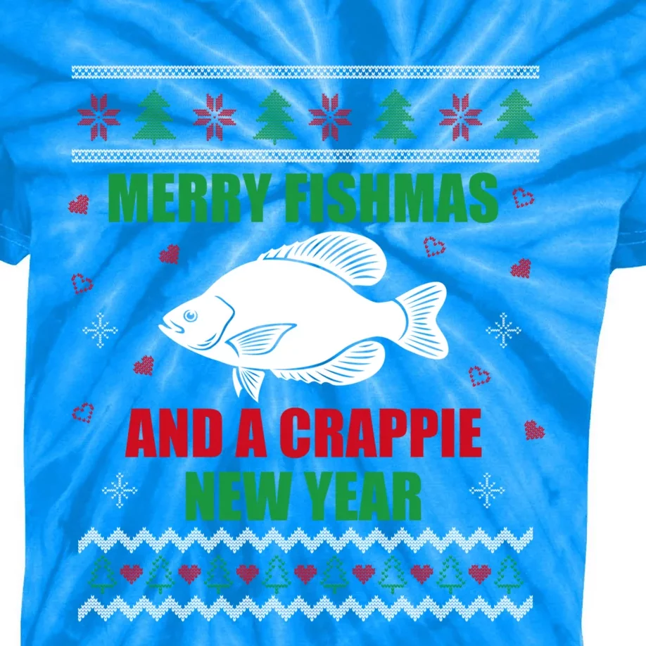 Merry Fishmas Fishing Funny Xmas Crappie For Fisher Gift Kids Tie-Dye T-Shirt