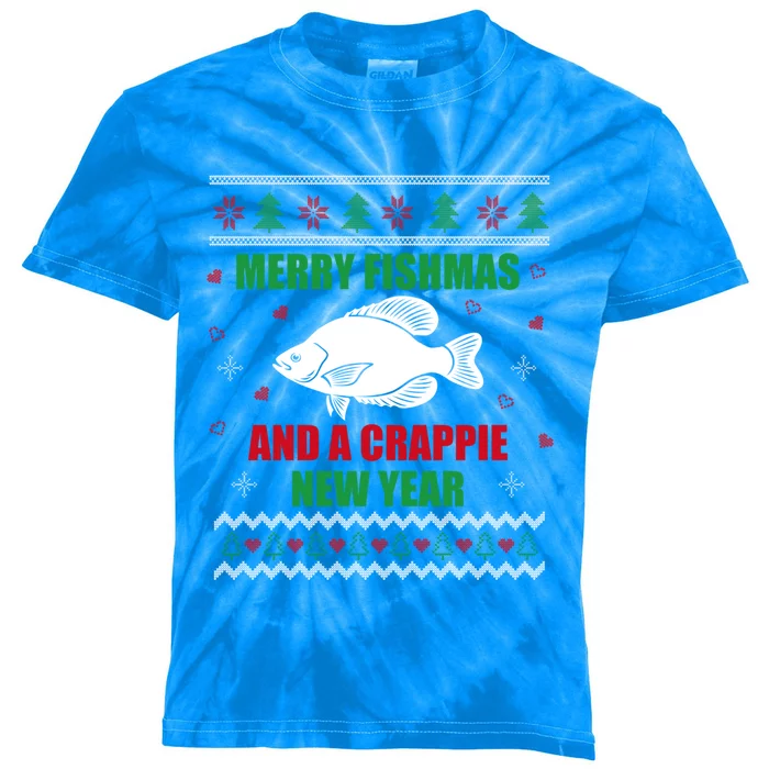 Merry Fishmas Fishing Funny Xmas Crappie For Fisher Gift Kids Tie-Dye T-Shirt