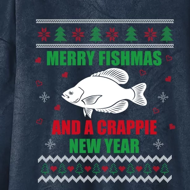 Merry Fishmas Fishing Funny Xmas Crappie For Fisher Gift Hooded Wearable Blanket