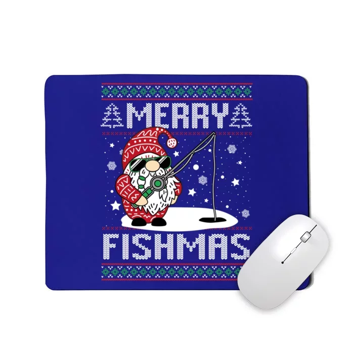 Merry Fishmas Fishing Gnome Christmas Santa Fisher Gift Mousepad