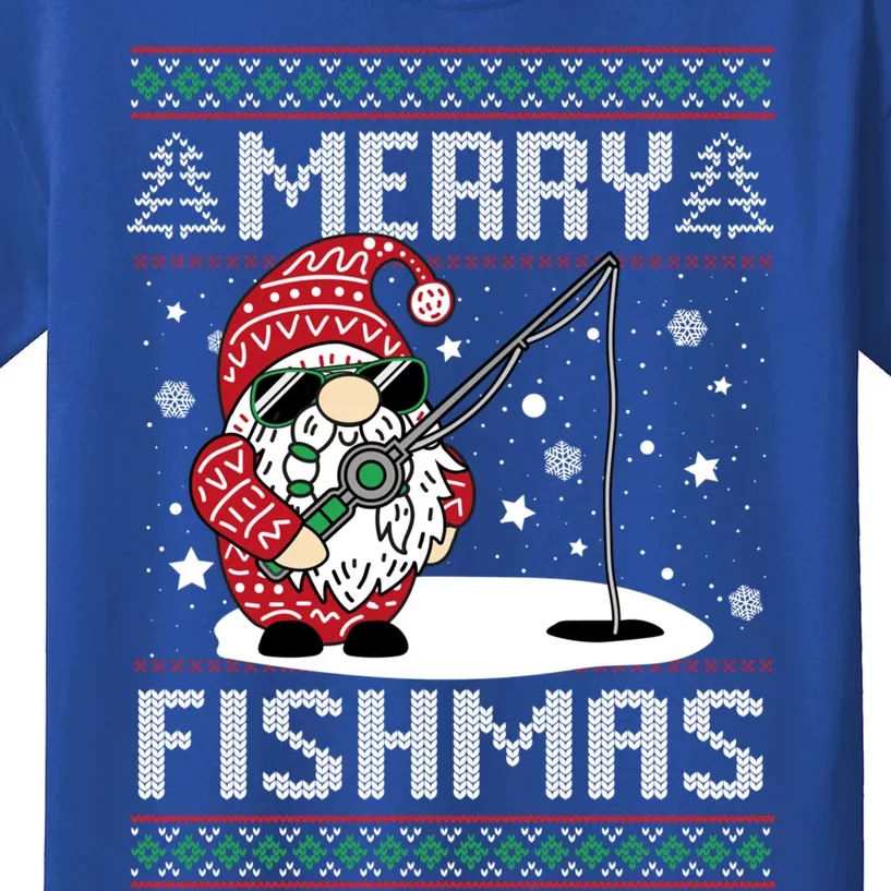 Merry Fishmas Fishing Gnome Christmas Santa Fisher Gift Kids T-Shirt