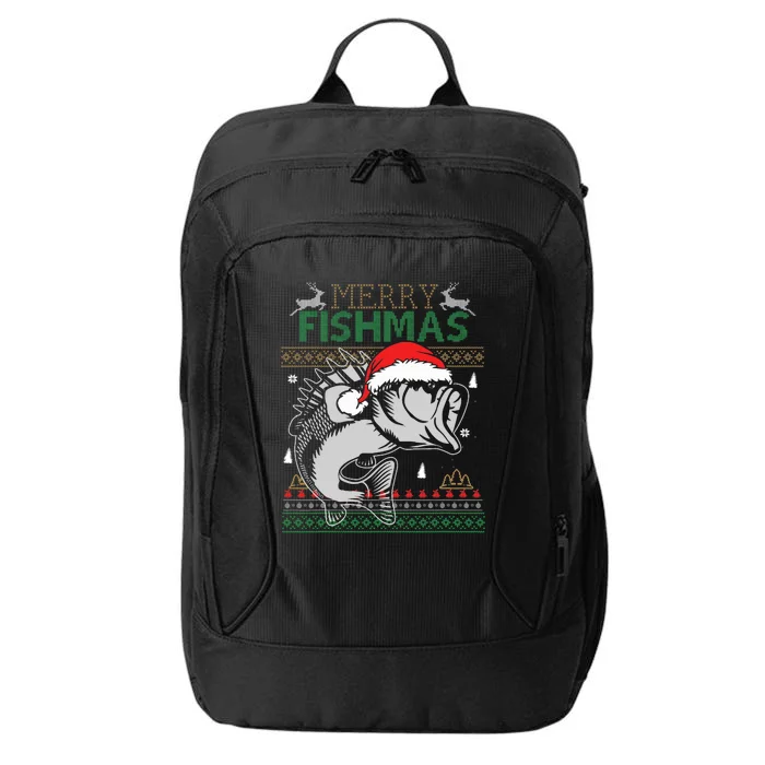 Merry Fishmas Funny Merry Christmas Fishing Lover City Backpack