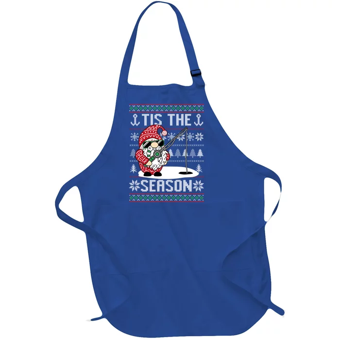 Merry Fishmas Fishing Gnome Christmas Xmas Santa Fisher Cute Gift Full-Length Apron With Pocket