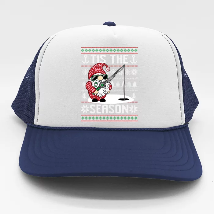 Merry Fishmas Fishing Gnome Christmas Xmas Santa Fisher Cute Gift Trucker Hat