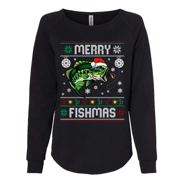 Merry Fishmas Funny Fish Fishing Fisher Ugly Christmas Gift Womens California Wash Sweatshirt