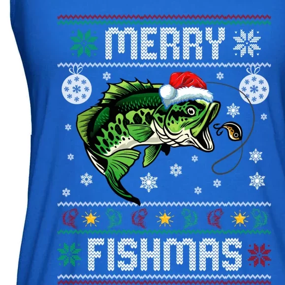 Merry Fishmas Funny Fish Fishing Fisher Ugly Christmas Gift Ladies Essential Flowy Tank