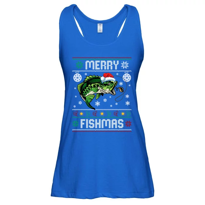 Merry Fishmas Funny Fish Fishing Fisher Ugly Christmas Gift Ladies Essential Flowy Tank