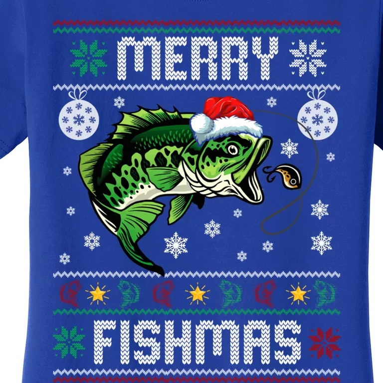 Merry Fishmas Funny Fish Fishing Fisher Ugly Christmas Gift Women's T-Shirt