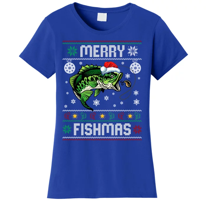 Merry Fishmas Funny Fish Fishing Fisher Ugly Christmas Gift Women's T-Shirt