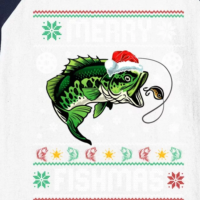 Merry Fishmas Funny Fish Fishing Fisher Ugly Christmas Gift Baseball Sleeve Shirt