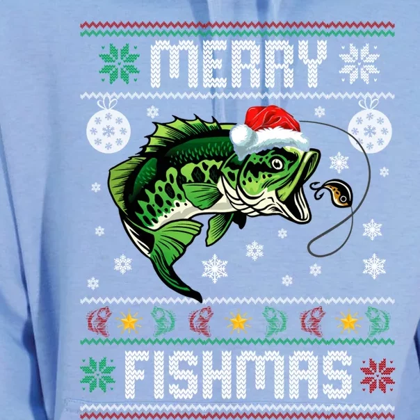 Merry Fishmas Funny Fish Fishing Fisher Ugly Christmas Gift Unisex Surf Hoodie