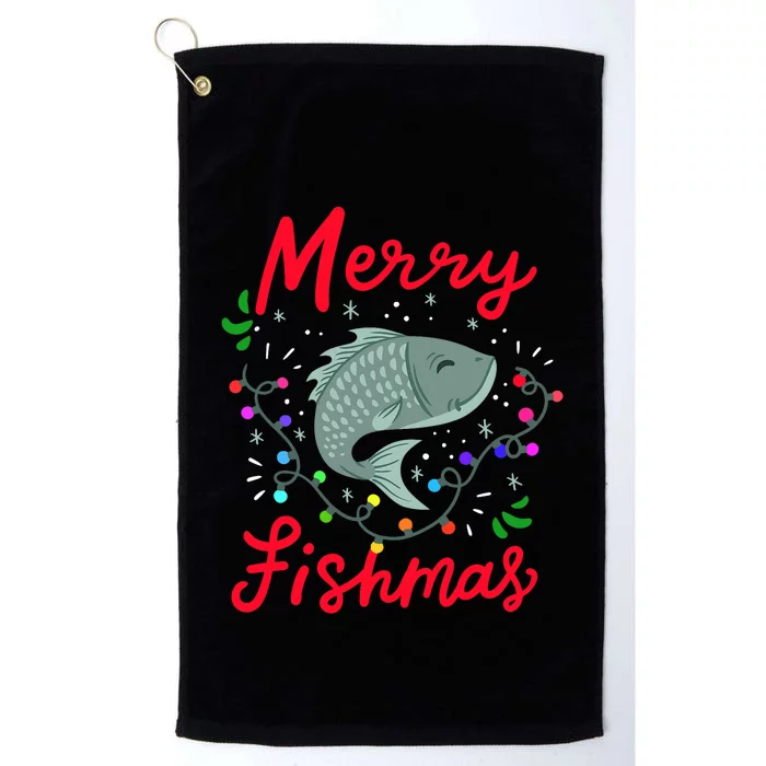 Merry Fishmas Fishing Christmas Matching Platinum Collection Golf Towel