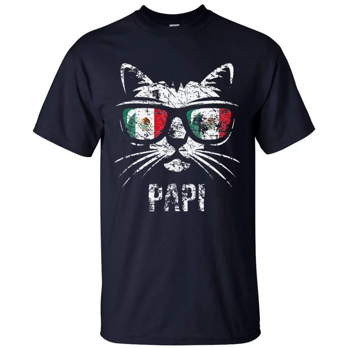 Mexico Flag Funny Cat Daddy Vintage Mexican Saying Tall T-Shirt