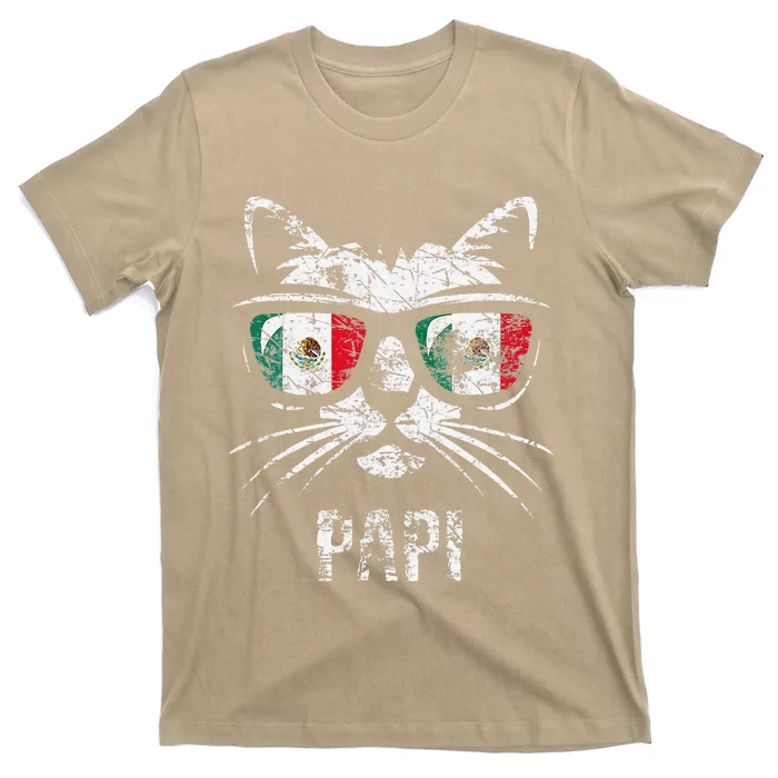 Mexico Flag Funny Cat Daddy Vintage Mexican Saying T-Shirt