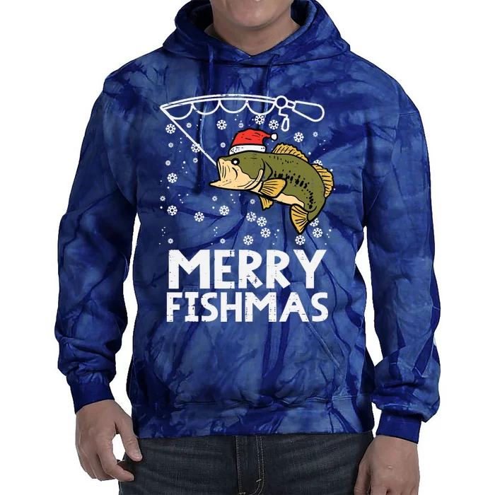 Merry Fishmas Fish Fishing Xmas Christmas Dad Tie Dye Hoodie