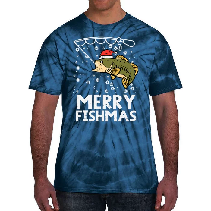 Merry Fishmas Fish Fishing Xmas Christmas Dad Tie-Dye T-Shirt