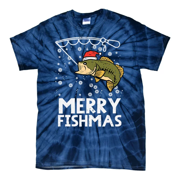 Merry Fishmas Fish Fishing Xmas Christmas Dad Tie-Dye T-Shirt