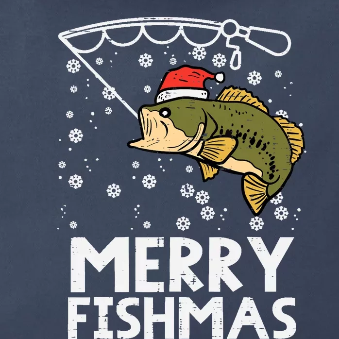 Merry Fishmas Fish Fishing Xmas Christmas Dad Zip Tote Bag