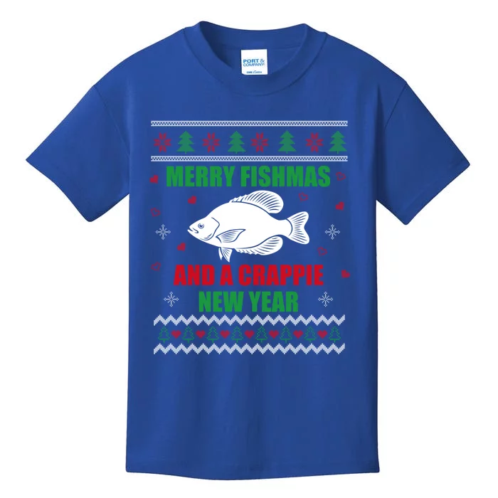 Merry Fishmas Fishing Funny Xmas Crappie For Fisher Gift Kids T-Shirt