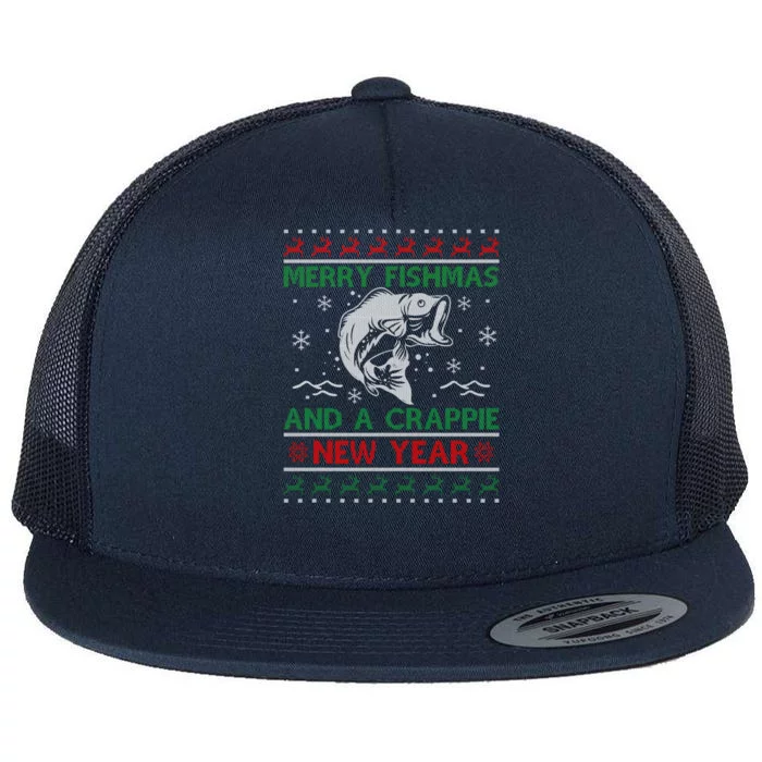 Merry Fishmas Fishing Funny Xmas Crappie For Fisher Gift Flat Bill Trucker Hat