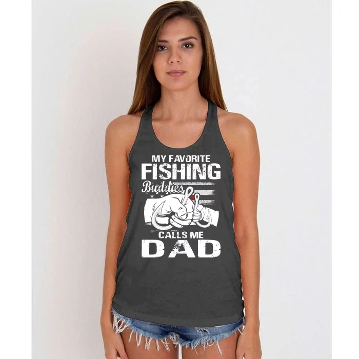 My Favorite Fishing Buddies Calls Me Dad Women's Knotted Racerback Tank