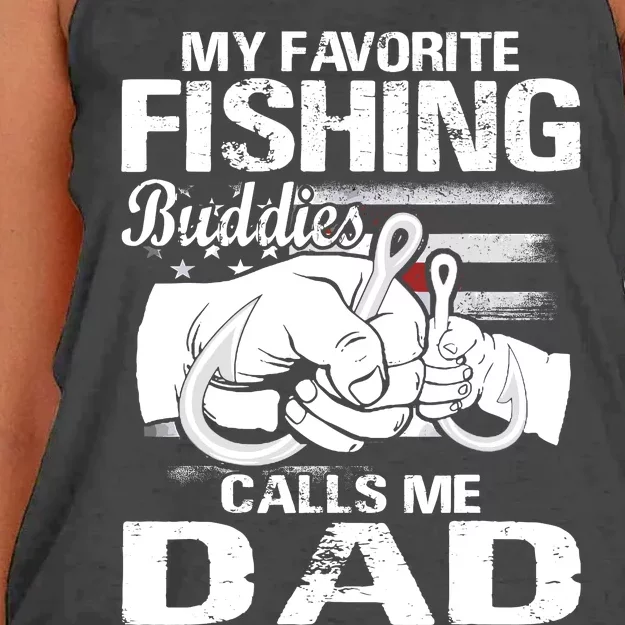 My Favorite Fishing Buddies Calls Me Dad Women's Knotted Racerback Tank