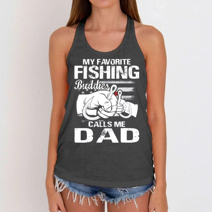 My Favorite Fishing Buddies Calls Me Dad Women's Knotted Racerback Tank