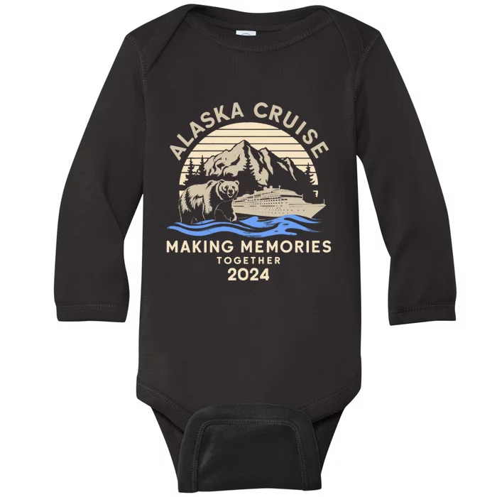 Matching Family Friends And Group Alaska Cruise 2024 Funny Baby Long Sleeve Bodysuit