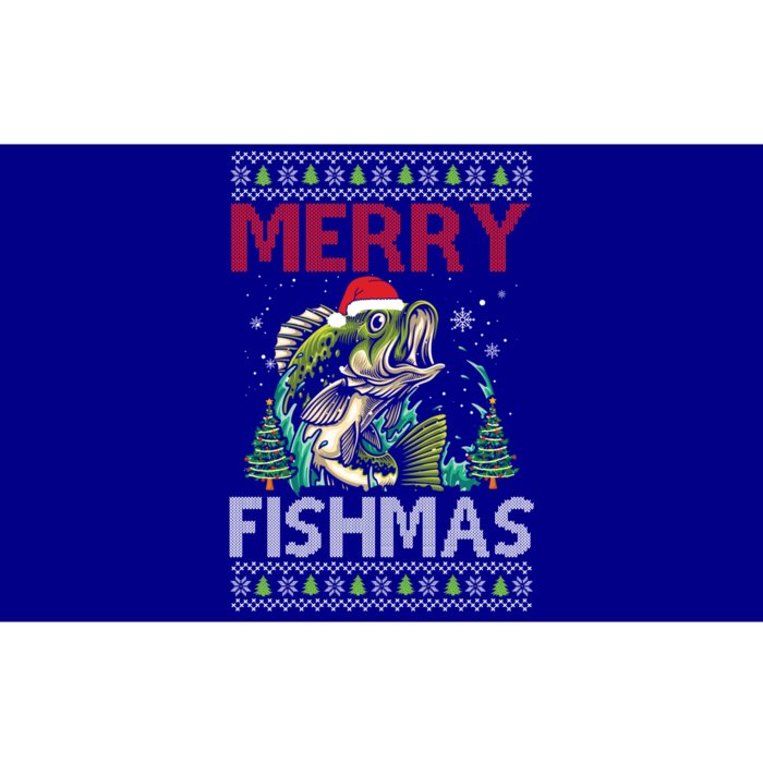 Merry Fishmas Fishing Ugly Christmas Large Mouth Bass Gift Bumper Sticker