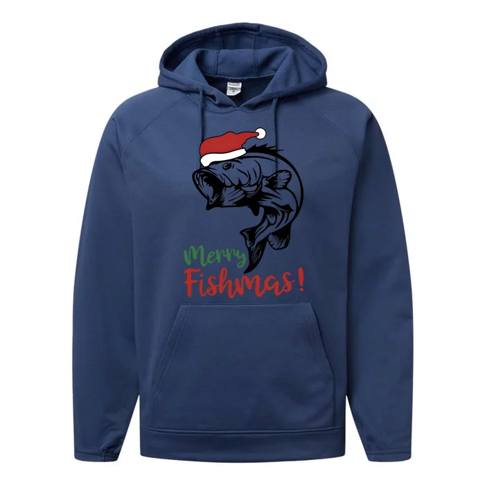 Merry Fishmas Fisherman Christmas Fish Fishing Performance Fleece Hoodie