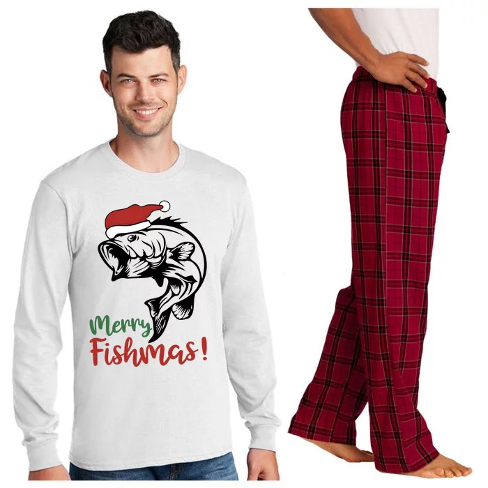 Merry Fishmas Fisherman Christmas Fish Fishing Long Sleeve Pajama Set