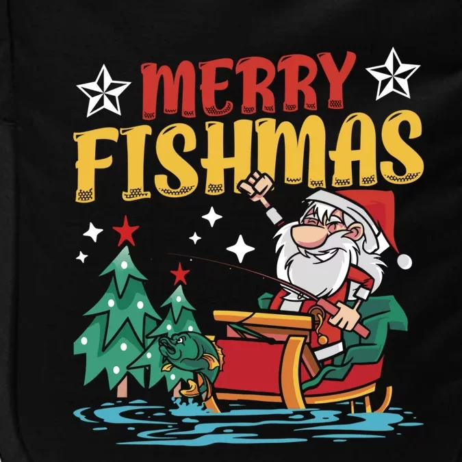 Merry Fishmas Fishing Christmas Costume Funny Santa Claus Impact Tech Backpack