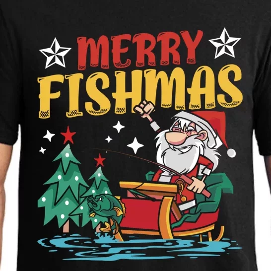 Merry Fishmas Fishing Christmas Costume Funny Santa Claus Pajama Set