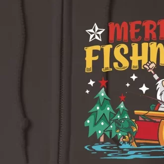 Merry Fishmas Fishing Christmas Costume Funny Santa Claus Full Zip Hoodie