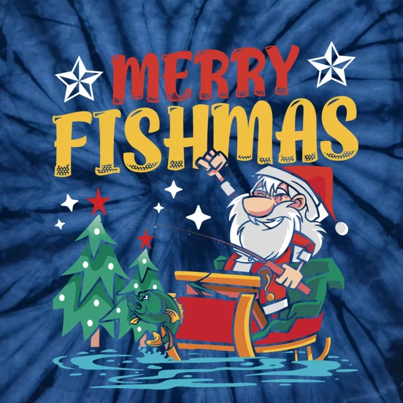 Merry Fishmas Fishing Christmas Costume Funny Santa Claus Tie-Dye T-Shirt