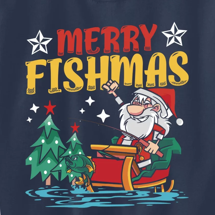 Merry Fishmas Fishing Christmas Costume Funny Santa Claus Kids Sweatshirt