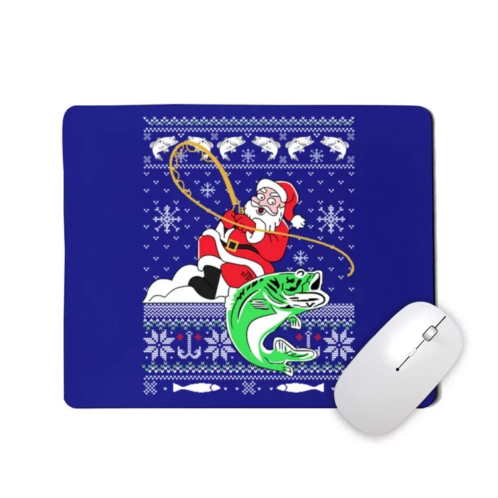 Merry Fishmas Fisher Santa Ugly Sweater Christmas Fishing Cool Gift Mousepad