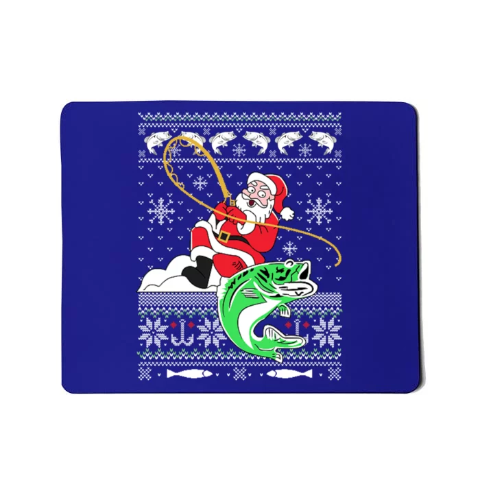 Merry Fishmas Fisher Santa Ugly Sweater Christmas Fishing Cool Gift Mousepad