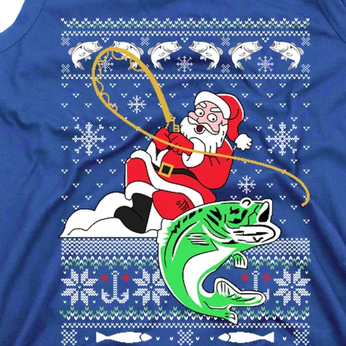 Merry Fishmas Fisher Santa Ugly Sweater Christmas Fishing Cool Gift Tank Top