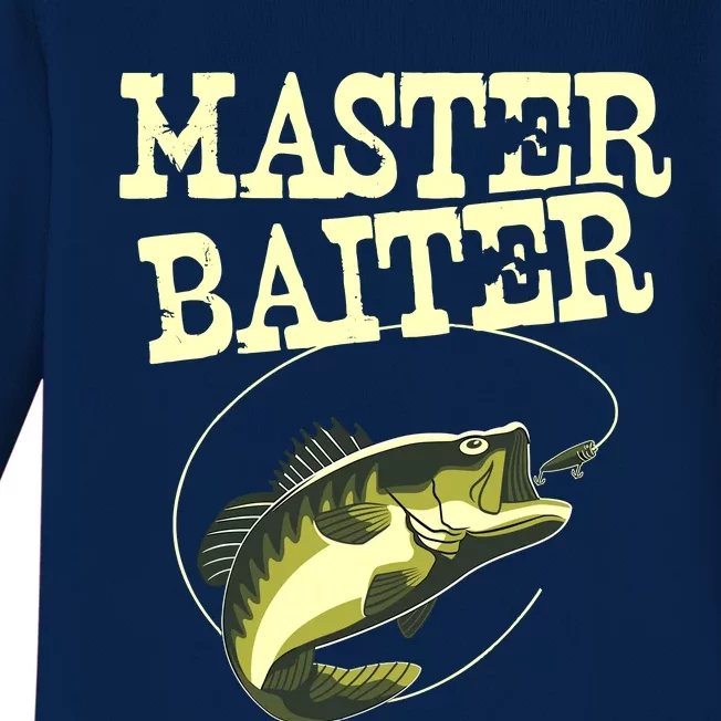 Masterbaiter Funny Fishing Fisherman Fish Master Baiter Baby Long Sleeve Bodysuit