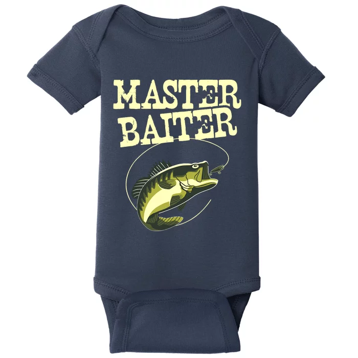 Masterbaiter Funny Fishing Fisherman Fish Master Baiter Baby Bodysuit