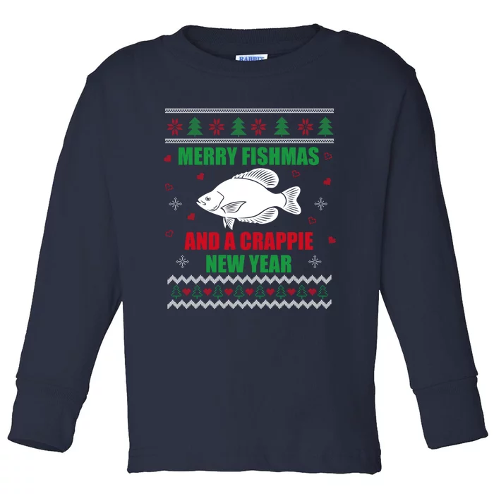 Merry Fishmas Fishing Funny Xmas Crappie For Fisherman Toddler Long Sleeve Shirt