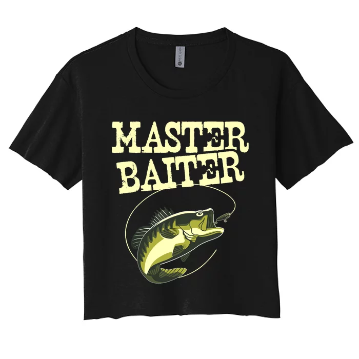 Masterbaiter Funny Fishing Fisherman Fish Master Baiter Women's Crop Top Tee